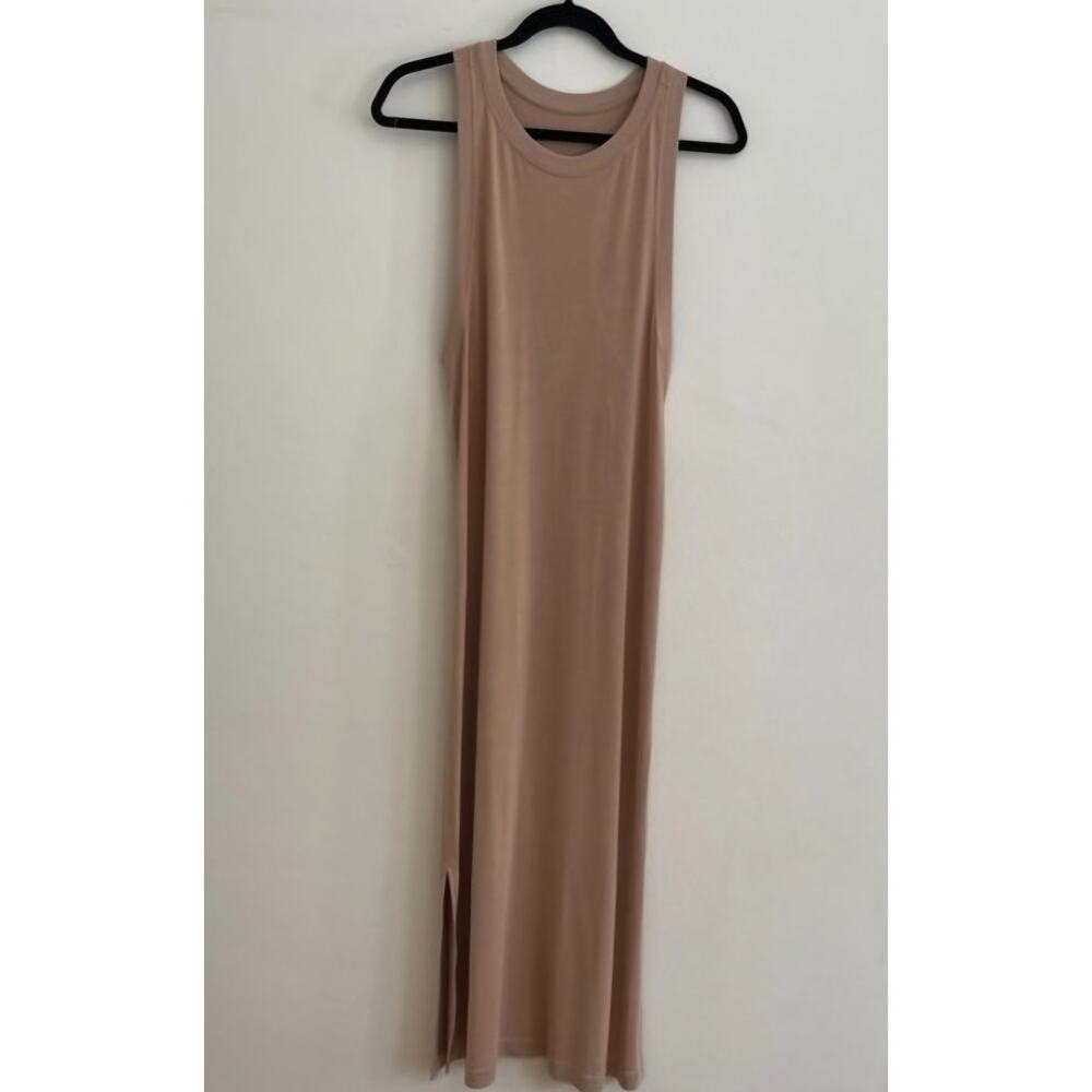 Lululemon Refresh Maxi Dress Racerback Side Slits Heathered Nude Size L